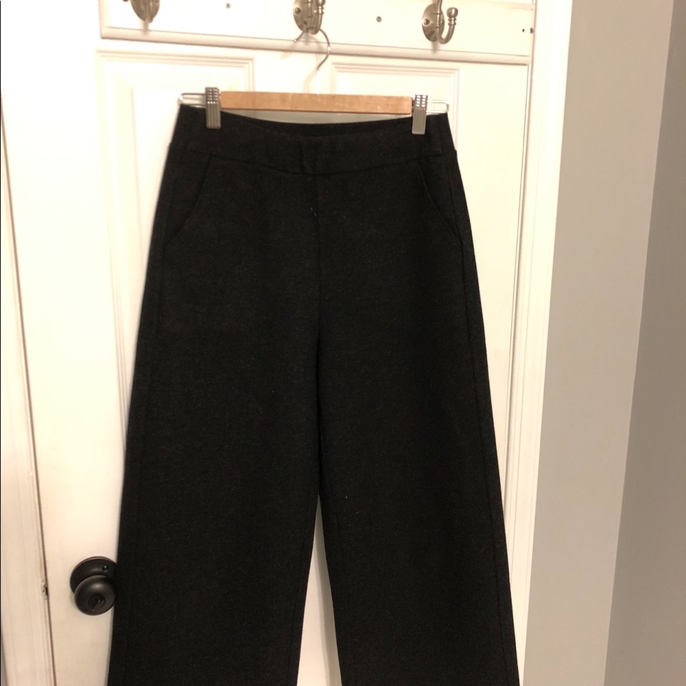 wool blend cropped wide leg pants